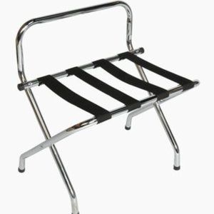 Folding Luggage Rack Chromed Metal Suitcase Holder Shelf For Home Hotel